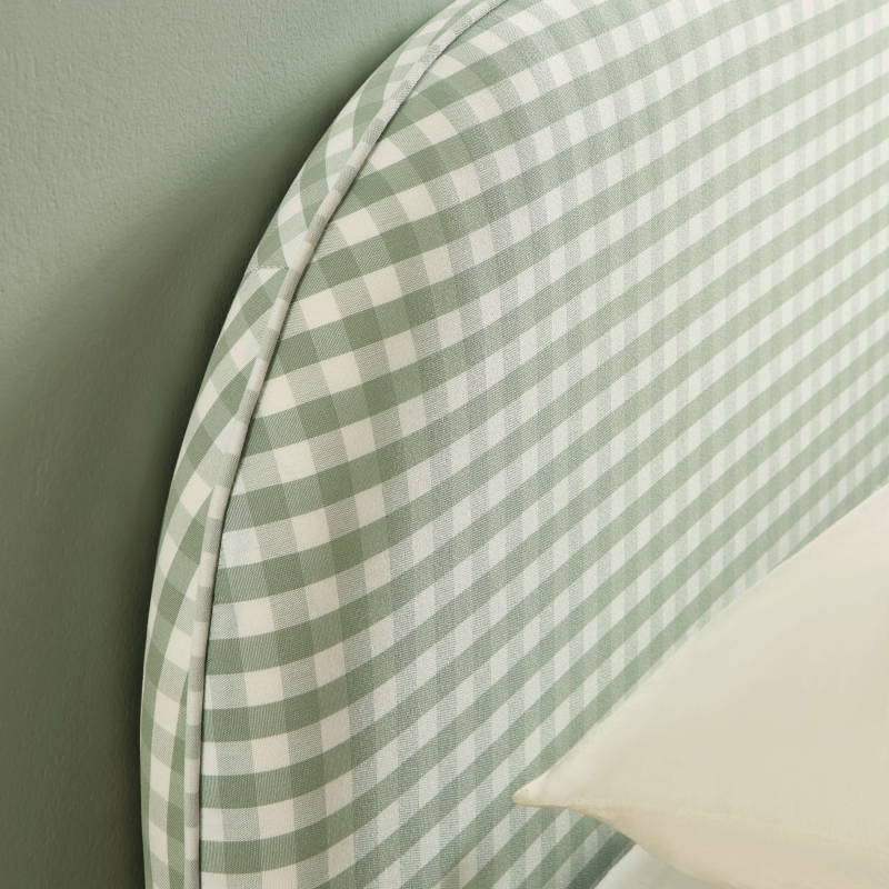 Tête de lit LOUISON tissu vichy vert et blanc 90 cm