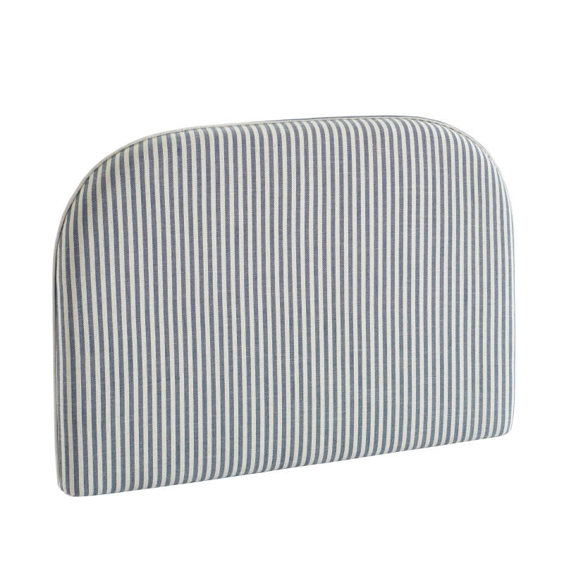 Tête de lit LOUISON tissu lin rayé blanc et bleu 90 cm