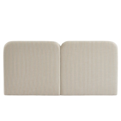Tête de lit LOUISON tissu lin rayé blanc et beige 160cm