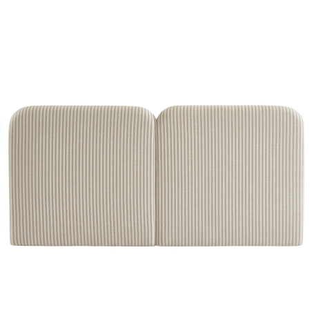 Tête de lit LOUISON tissu lin rayé blanc et beige 160cm