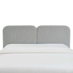 Tête de lit LOUISON tissu lin rayé blanc et bleu 160cm