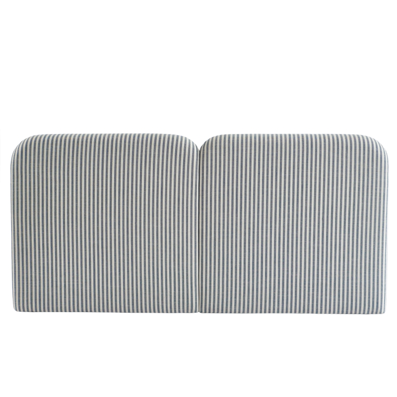 Tête de lit LOUISON tissu lin rayé blanc et bleu 160cm