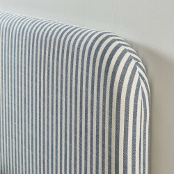 Tête de lit LOUISON tissu lin rayé blanc et bleu 160cm