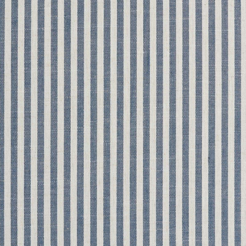 Tête de lit LOUISON tissu lin rayé blanc et bleu 90 cm