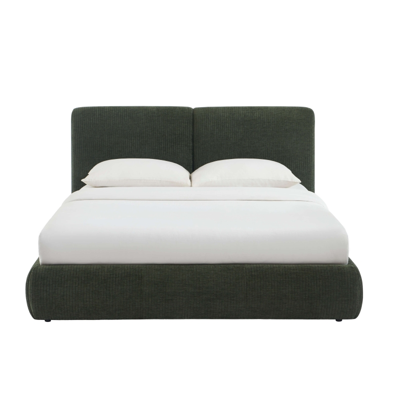 Lit coffre YOKA 160x200 velours côtelé vert sommier inclus