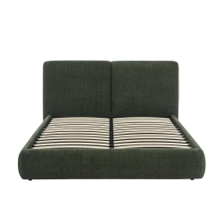 Lit coffre YOKA 160x200 velours côtelé vert sommier inclus