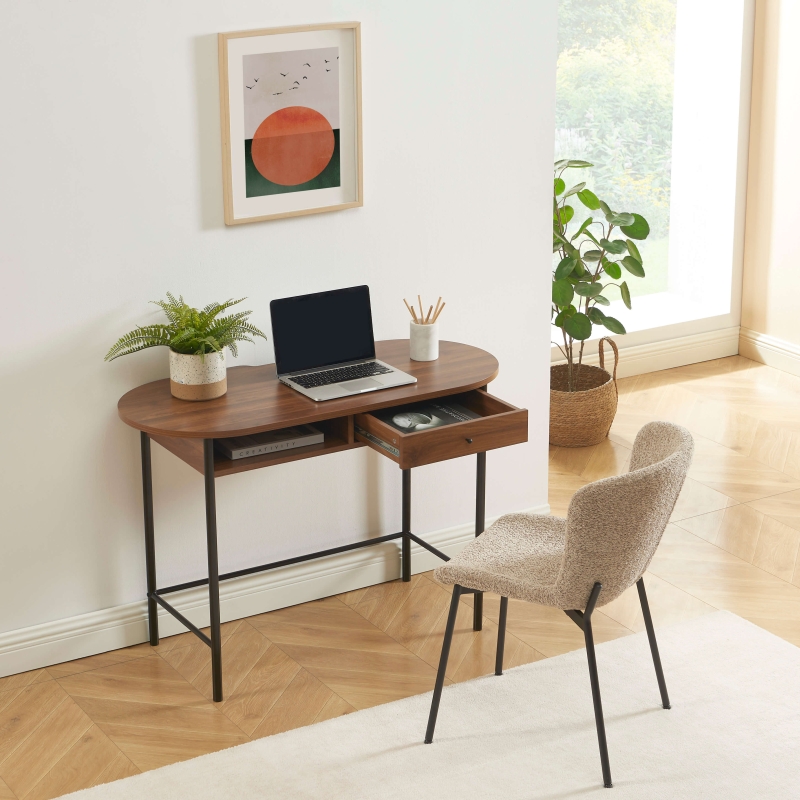 Bureau GAIA effet noyer et noir 110 cm