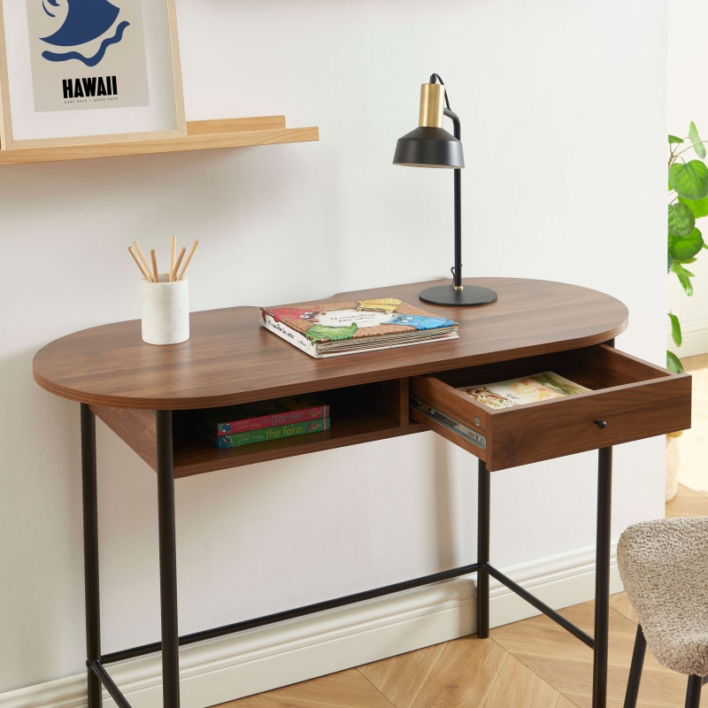 Bureau GAIA effet noyer et noir 110 cm