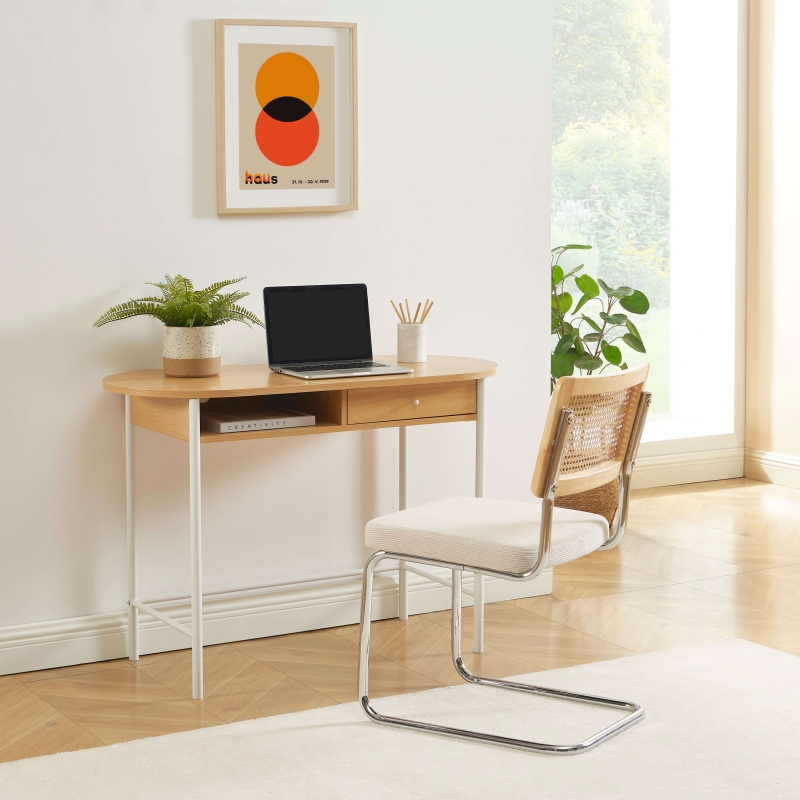 Bureau GAIA effet chêne et blanc 110 cm