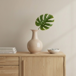 Vase KIM en zinc coloris sable h38,5 cm