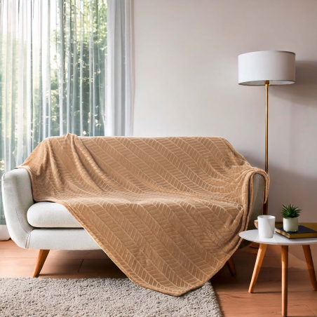 Plaid doux SAJY camel 180x220 cm
