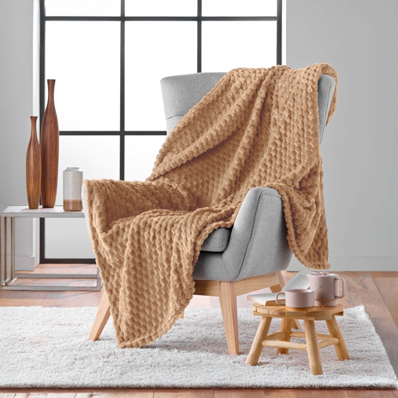 Plaid doux BOFY camel 125x150 cm