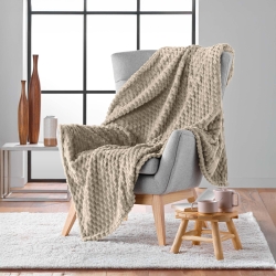 Plaid doux BOFY taupe 125x150 cm