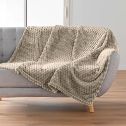 Plaid doux BOFY taupe 125x150 cm