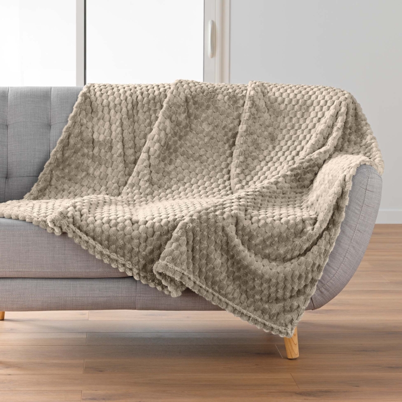 Plaid doux BOFY taupe 125x150 cm
