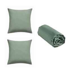Parure de couette KITO sauge 260x240 cm (3 pièces)