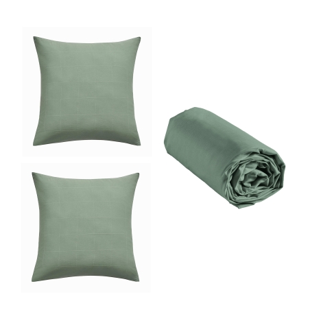 Parure de couette KITO sauge 260x240 cm (3 pièces)