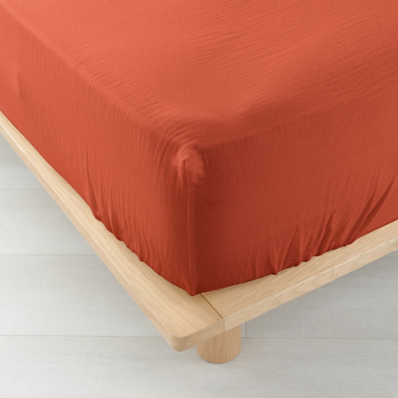 Drap Housse GUSTA terracotta 140x190 cm