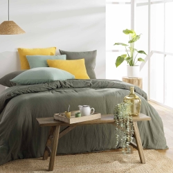 Parure de couette GUSTA kaki 240x220 cm (3 pièces)