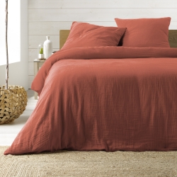 Parure de couette GUSTA terracotta 240x220 cm (3 pièces)