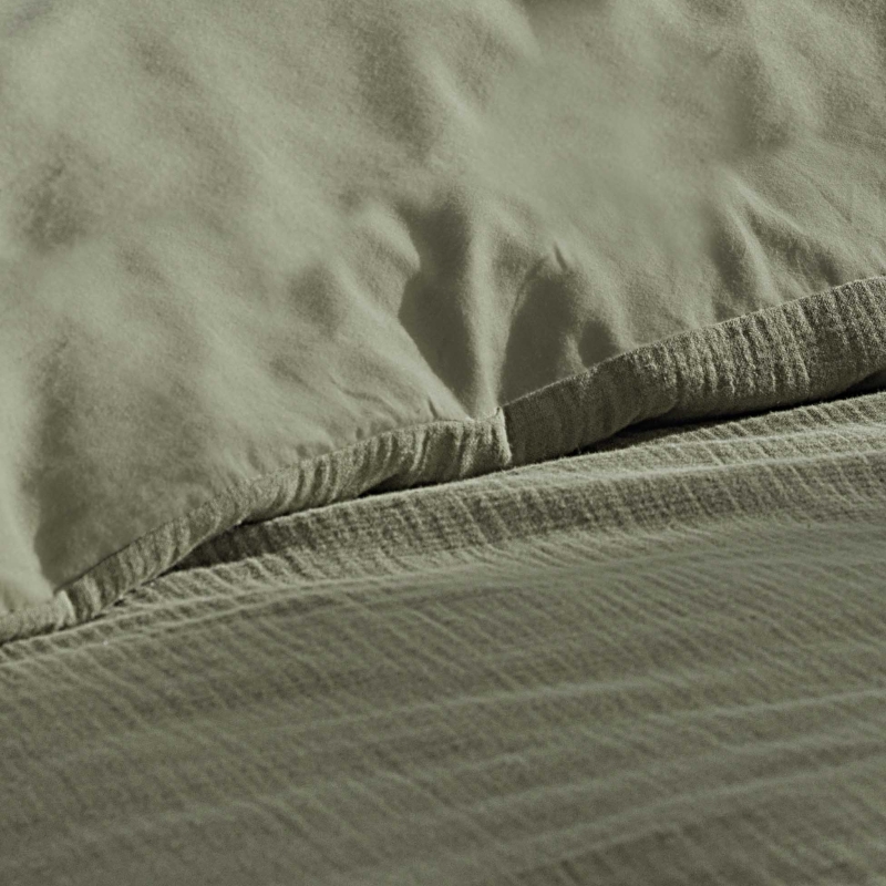 Parure de couette GUSTA kaki 260x240 cm (3 pièces)