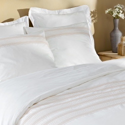 Parure de couette ORELI blanc rayé 240x220 cm (3 pièces)