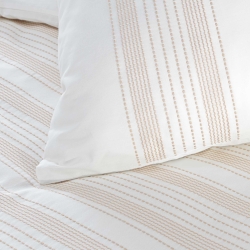 Parure de couette ORELI blanc rayé 260x240 cm (3 pièces)