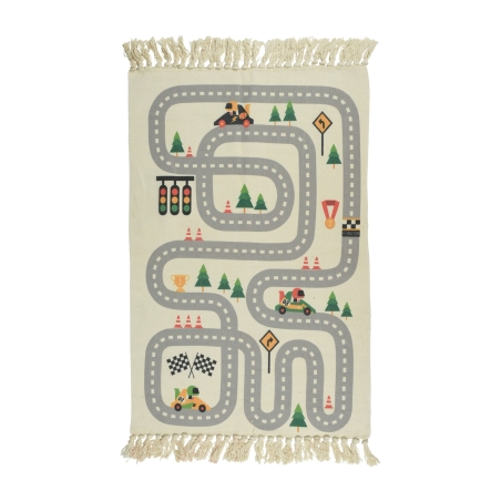Tapis enfant HAZ motif circuit de voiture gris 80x120 cm