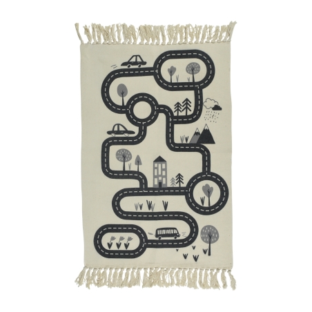 Tapis enfant HAZ motif circuit de voiture noir 80x120 cm