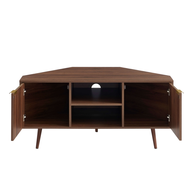 Meuble TV d'angle JEANNE effet noyer 115cm