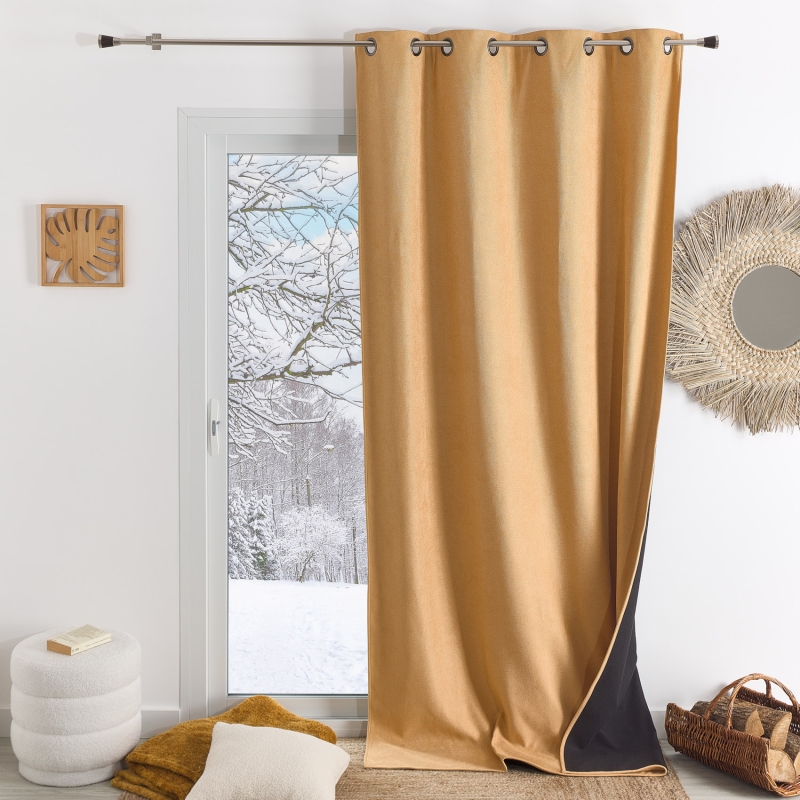 Rideau TYKA isolant, phonique et occultant ocre 140x180cm