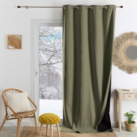 Rideau TYKA isolant, phonique et occultant kaki 140x180cm