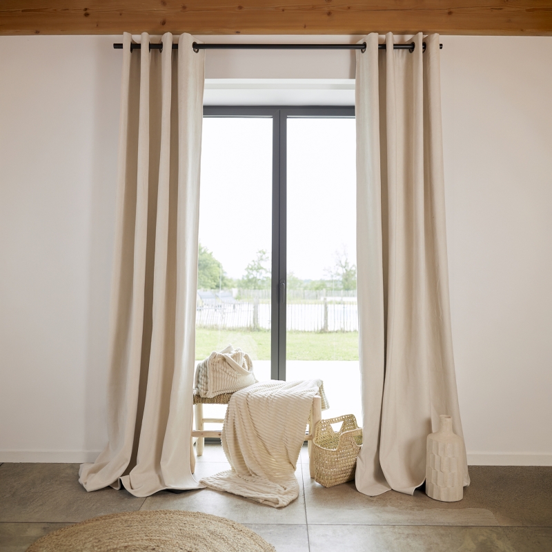 Rideau TYKA isolant, phonique et occultant blanc cassé 140x260cm
