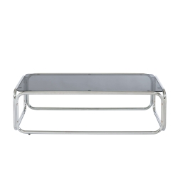Table basse MAGGY verre trempé noir structure en chrome