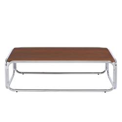Table basse MAGGY placage noyer structure en chrome