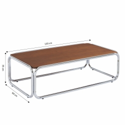 Table basse MAGGY placage noyer structure en chrome