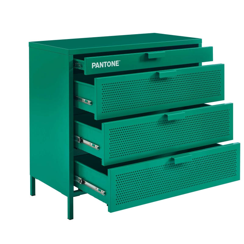 Commode PANTONE métal émeraude 4 tiroirs