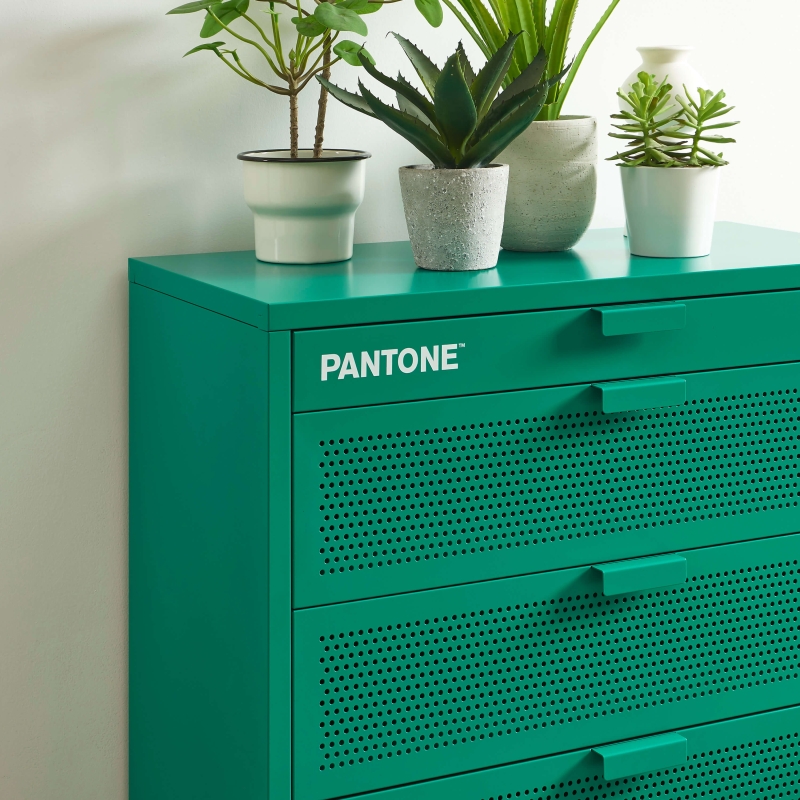 Commode PANTONE métal émeraude 4 tiroirs