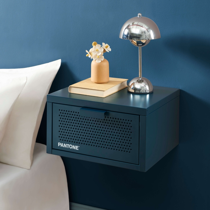 Table de chevet murale PANTONE métal bleu nuit 40cm