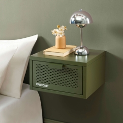 Table de chevet murale PANTONE métal vert olive 40cm