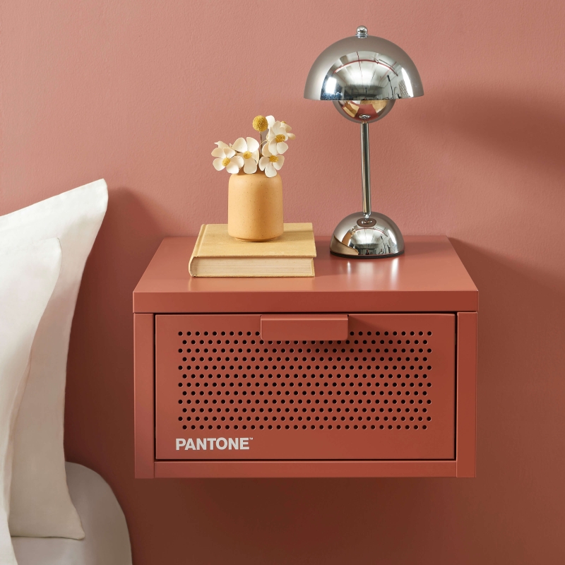Table de chevet murale PANTONE métal terracotta 40cm