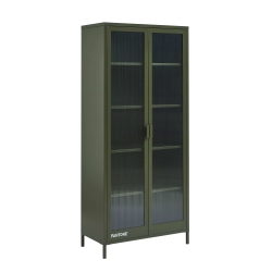 Vaisselier PANTONE en verre cannelé et métal vert olive h180cm