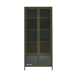 Vaisselier PANTONE en verre cannelé et métal vert olive h180cm