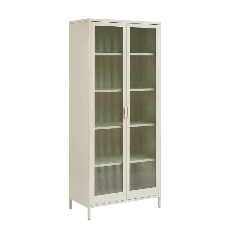 Vaisselier PANTONE en verre cannelé et métal beige sable h180cm