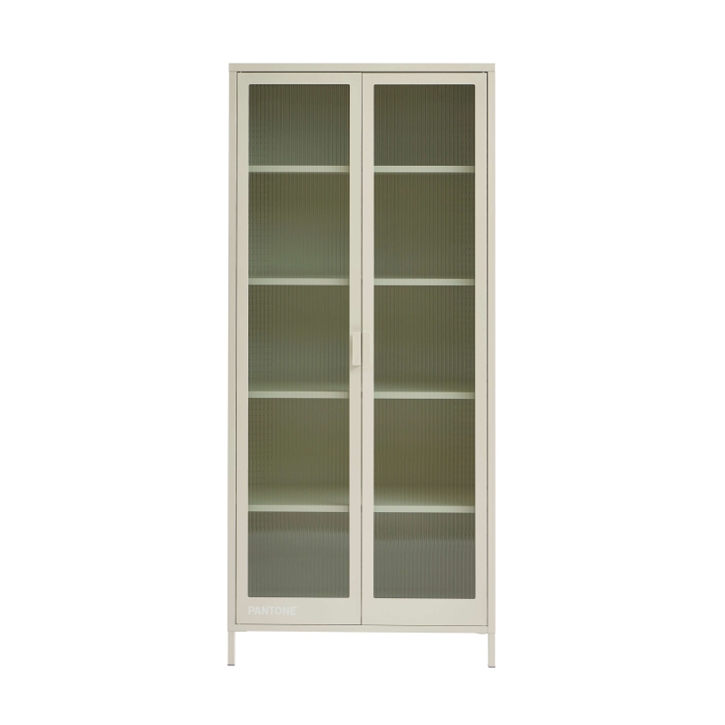Vaisselier PANTONE en verre cannelé et métal beige sable h180cm