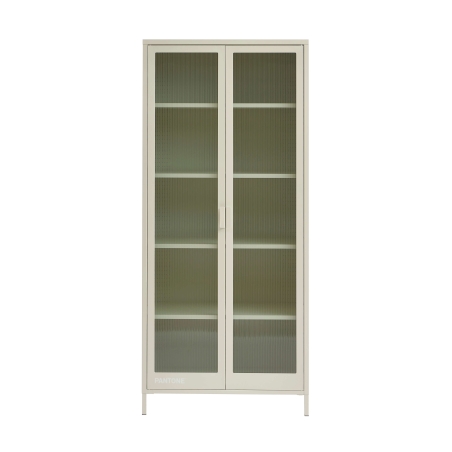 Vaisselier PANTONE en verre cannelé et métal beige sable h180cm