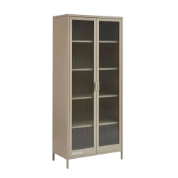 Vaisselier PANTONE en verre cannelé et métal taupe h180cm