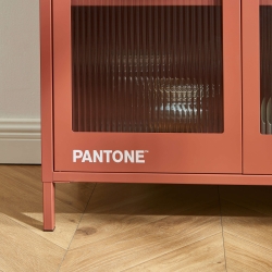 Vaisselier PANTONE en verre cannelé et métal terracotta h180cm