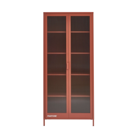 Vaisselier PANTONE en verre cannelé et métal terracotta h180cm