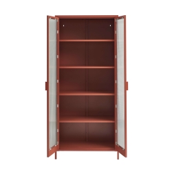 Vaisselier PANTONE en verre cannelé et métal terracotta h180cm